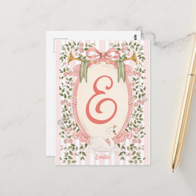 Kinderankündigung - Swan Princess Postkarte (Vorderseite/Rückseite Beispiel)