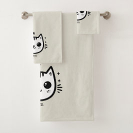 Kinderartiges Zeichn | Schwarz und Weiß | Minimali Badhandtuch Set