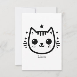 Kinderartiges Zeichn | Schwarz und Weiß | Minimali Dankeskarte