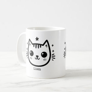 Kinderartiges Zeichn   Schwarz und Weiß   Minimali Kaffeetasse
