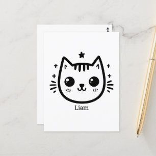 Kinderartiges Zeichn Schwarz und Weiß Minimali Postkarte