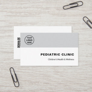 Kinderarzt Kinderklinik Arzt Logo QR Grau Visitenkarte