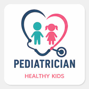 Kinderarzt Mitgefühl Kinder Gesundheitsversorgung Quadratischer Aufkleber