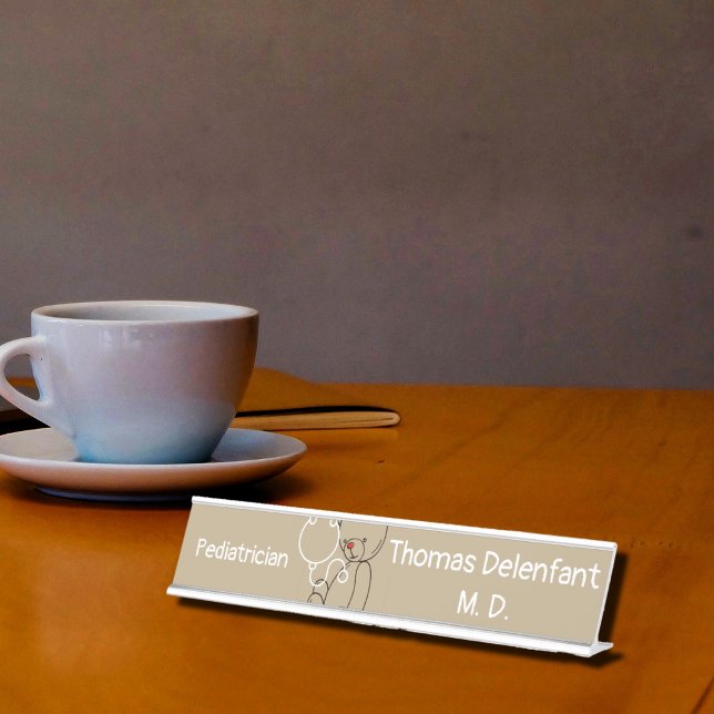 Kinderarzt - Teddy - Stethoscope Schreibtischnamensplakette (Von Creator hochgeladen)