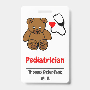 Kinderarzt - Teddy und Herz-Stethoskop Ausweis