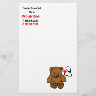 Kinderarzt - Teddy und Herz-Stethoskop Briefpapier