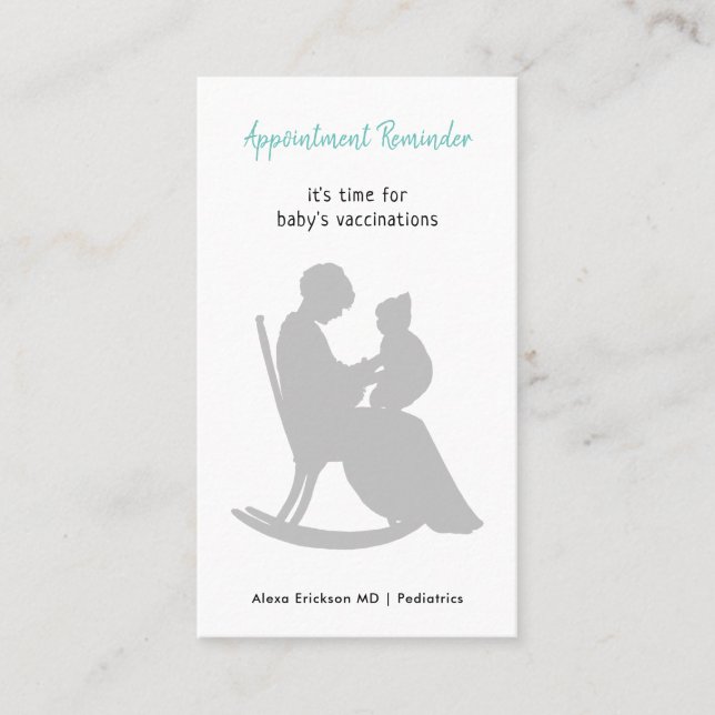 Kinderärztin Mutter Rocking Baby Impfung Terminkarte (Vorderseite)