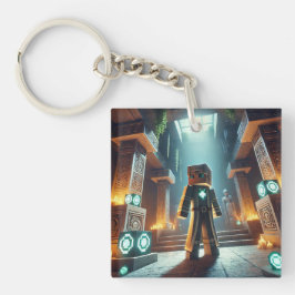 Kinderausweis-Tag Blockstyle Minecrafty Adventure Schlüsselanhänger