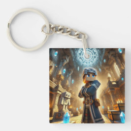 Kinderausweis-Tag Blockstyle Minecrafty Adventure Schlüsselanhänger