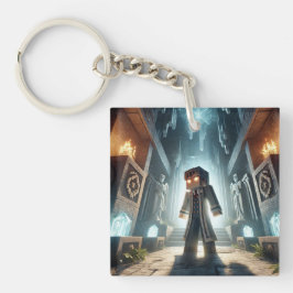 Kinderausweis-Tag Blockstyle Minecrafty Adventure Schlüsselanhänger