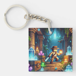 Kinderausweis-Tag Blockstyle Minecrafty Adventure Schlüsselanhänger