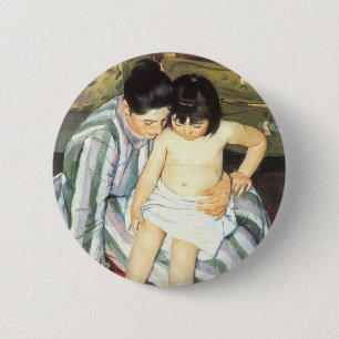 Kinderbad von Mary Cassatt Vintager Impressionismu Button