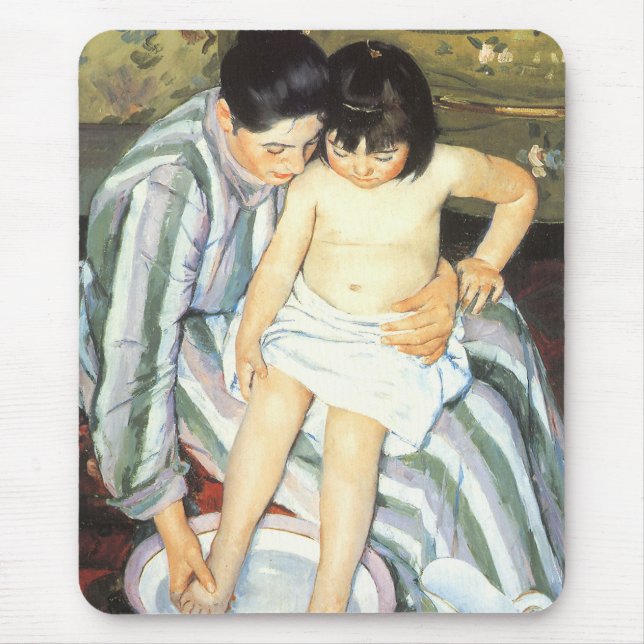 Kinderbad von Mary Cassatt Vintager Impressionismu Mousepad (Vorne)