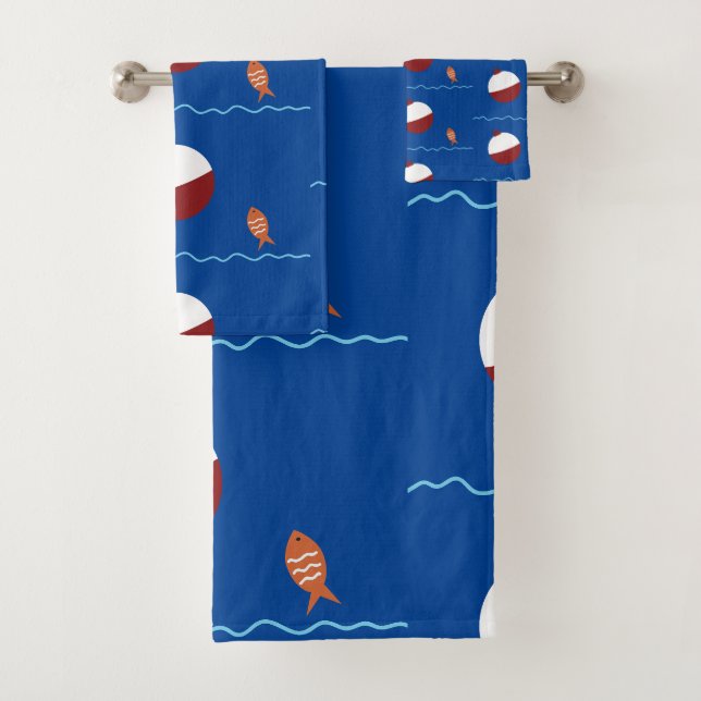 Kinderbadezimmer mit Fisch und Köder Badhandtuch Set (Insitu)