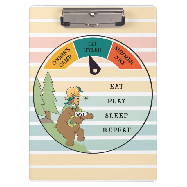 Kinderbär, Schlange, Eule-Lager personalisieren Klemmbrett (Vorderseite)