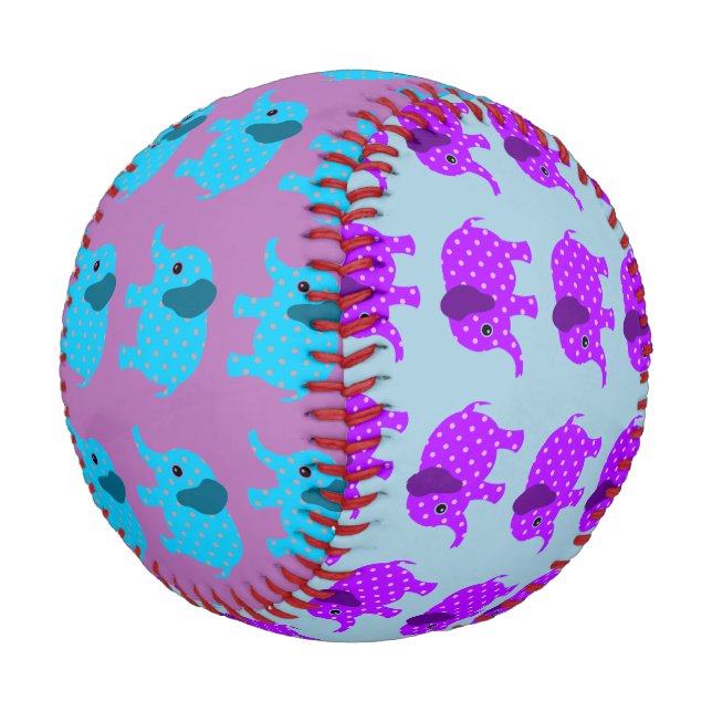 Kinderbaseball - farbenfrohe Elefantendesign Baseball (Schrägansicht)