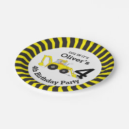 Kinderbau 4. Geburtstag personalisierte Platte Pappteller