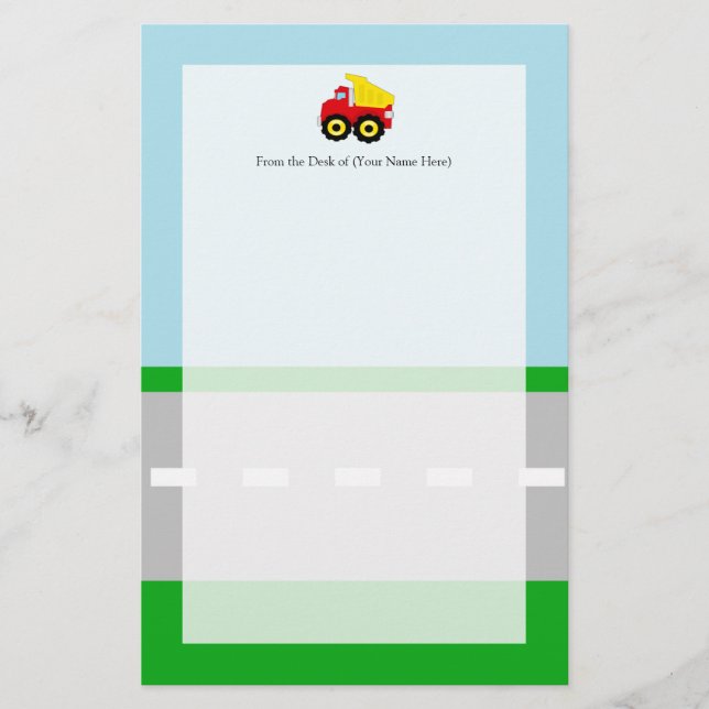 Kinderbau Dumptruck Briefpapier (Vorderseite)