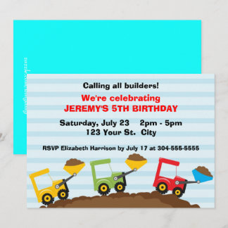 Kinderbaustelle-Geburtstag Einladung