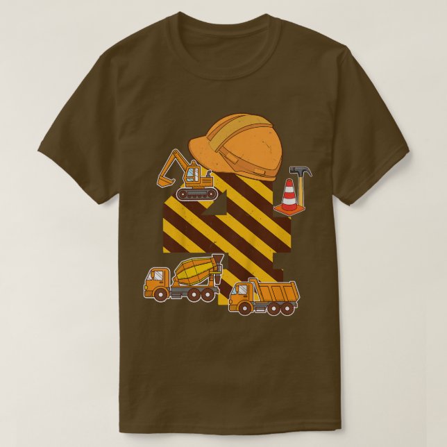 Kinderbauwagen 4. Geburtstagsjunge Ausgrabungswage T-Shirt (Design vorne)