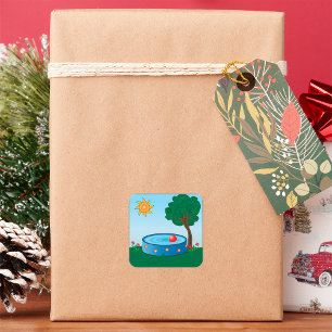 Kinderbecken unter einem Baum Quadratischer Aufkleber