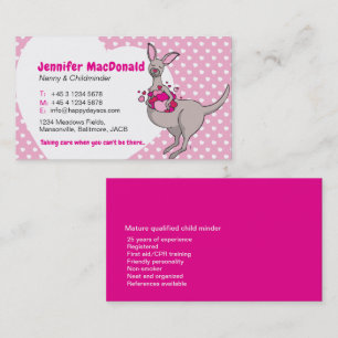 Kinderbetreuer Kinderbetreuung rosa Kängurokarten Visitenkarte