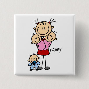 Kinderbetreuer Stickfigur Button