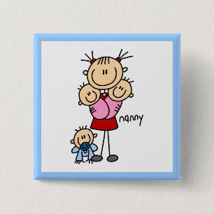 Kinderbetreuer Stickfigur Button