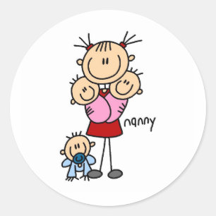 Kinderbetreuer Stickfigur Runder Aufkleber