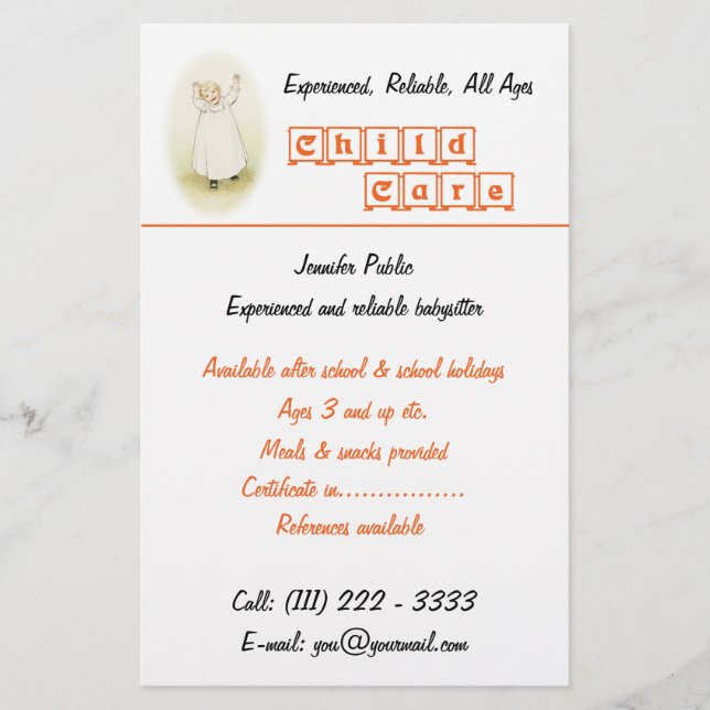 Kinderbetreuung Babysitter Business Flyer (Vorne)