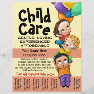 Kinderbetreuung. Babysitting. Tagesmutter. Tränenb Flyer