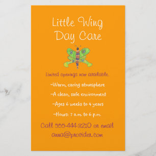 Kinderbetreuung im Schmetterlingsthema Flyer