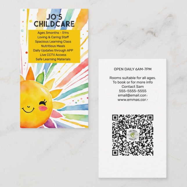 Kinderbetreuung Kinderzimmer Kinderbetreuung Kinde Visitenkarte (Vorne/Hinten)