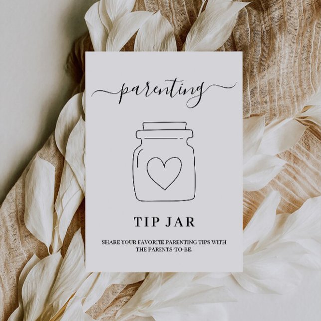 Kinderbetreuung Tipp Jar Unterschrift und Advice C Einladung (Parenting Tip Jar Sign and Advice Card Baby Shower)