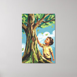 Kinderbewunderung: Lebhaftes modernes Baumposter Leinwanddruck