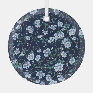Kinderblumen: nahtloses dunkelblau ornament aus glas