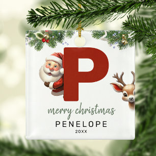 Kinderbrief P Monogram Christmas Tree Ornament Aus Metall