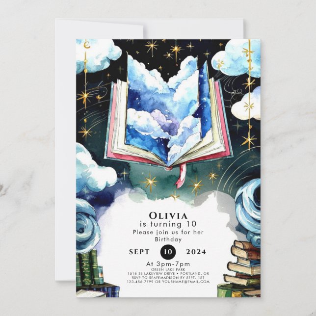 Kinderbuch Boho Whimsical Storybook Geburtstag Einladung (Vorderseite)