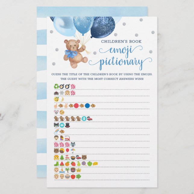 Kinderbuch Emoji Pictionary Game Teddy Bear (Vorne/Hinten)