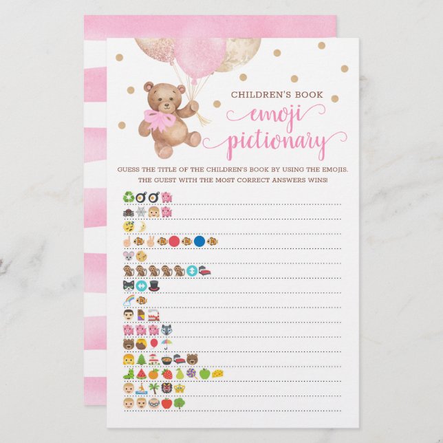 Kinderbuch Emoji Pictionary Game Teddy Bear (Vorne/Hinten)