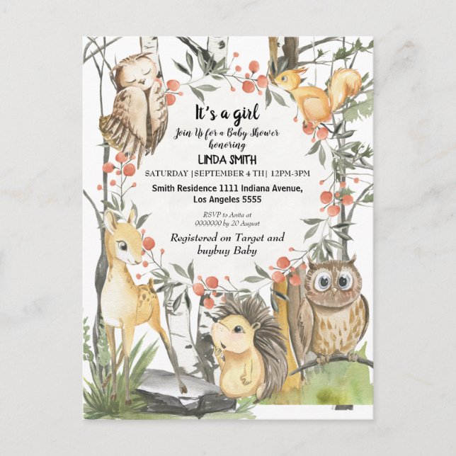 Kinderbücher über Waldbestände und Pflanze in Wäld Einladungspostkarte (Vorderseite)