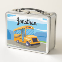 Kinderbus mit zwei Kindern Metal Lunch Box