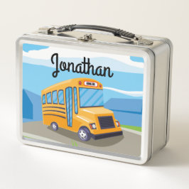Kinderbus mit zwei Kindern Metal Lunch Box
