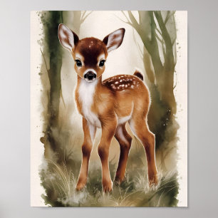 Kinderdekor Wasserfarbe Hirsche Adorable Kinderzim Poster