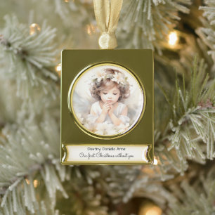 Kinderdenkmal Erste Weihnachten ohne Sie Banner-Ornament Gold