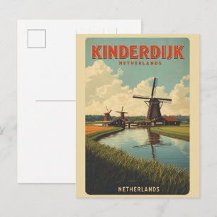 Kinderdijk Holland Niederlande Windmühlen Geschenk Postkarte
