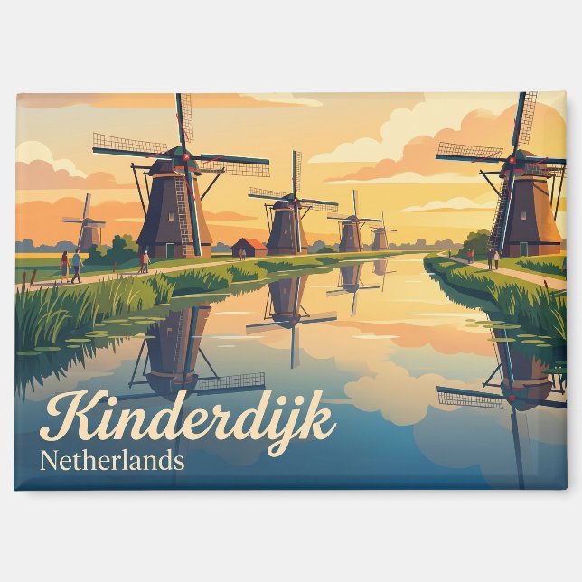 Kinderdijk Niederlande Magnet (Vorderseite)
