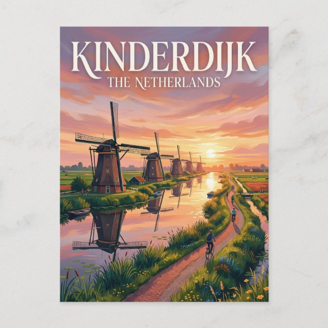 Kinderdijk-Radrunde Niederlande Postkarte (Vorderseite)