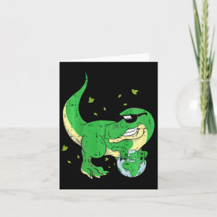 Kinderdinosaurier hält den Planeten Erde Tag Umwel Karte