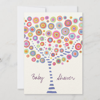 Kinderdusche Circle Tree Retro individuelle Einlad Einladung